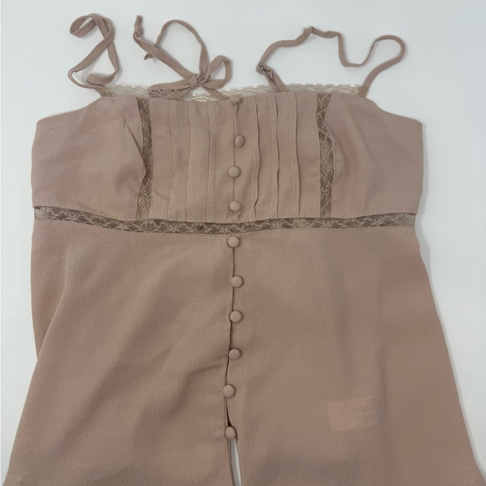 Wild Fable Tan Crop Top with Lace Trim